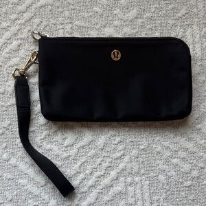 Lululemon Black Gold Curved Wallet Zipper Pouch Wristlet Now and Always